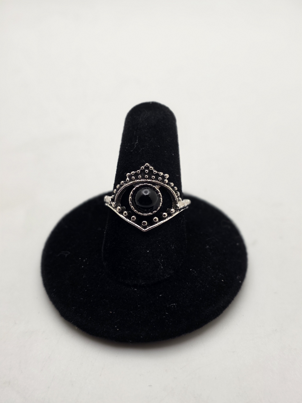Sterling-Style Black Onyx Eye Ring for Women